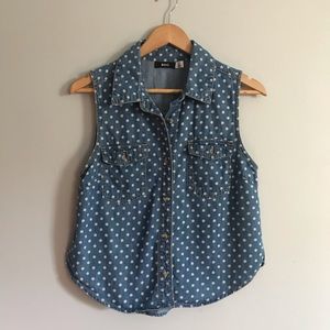 BDG Polka Dot Blue Denim Vest—SP